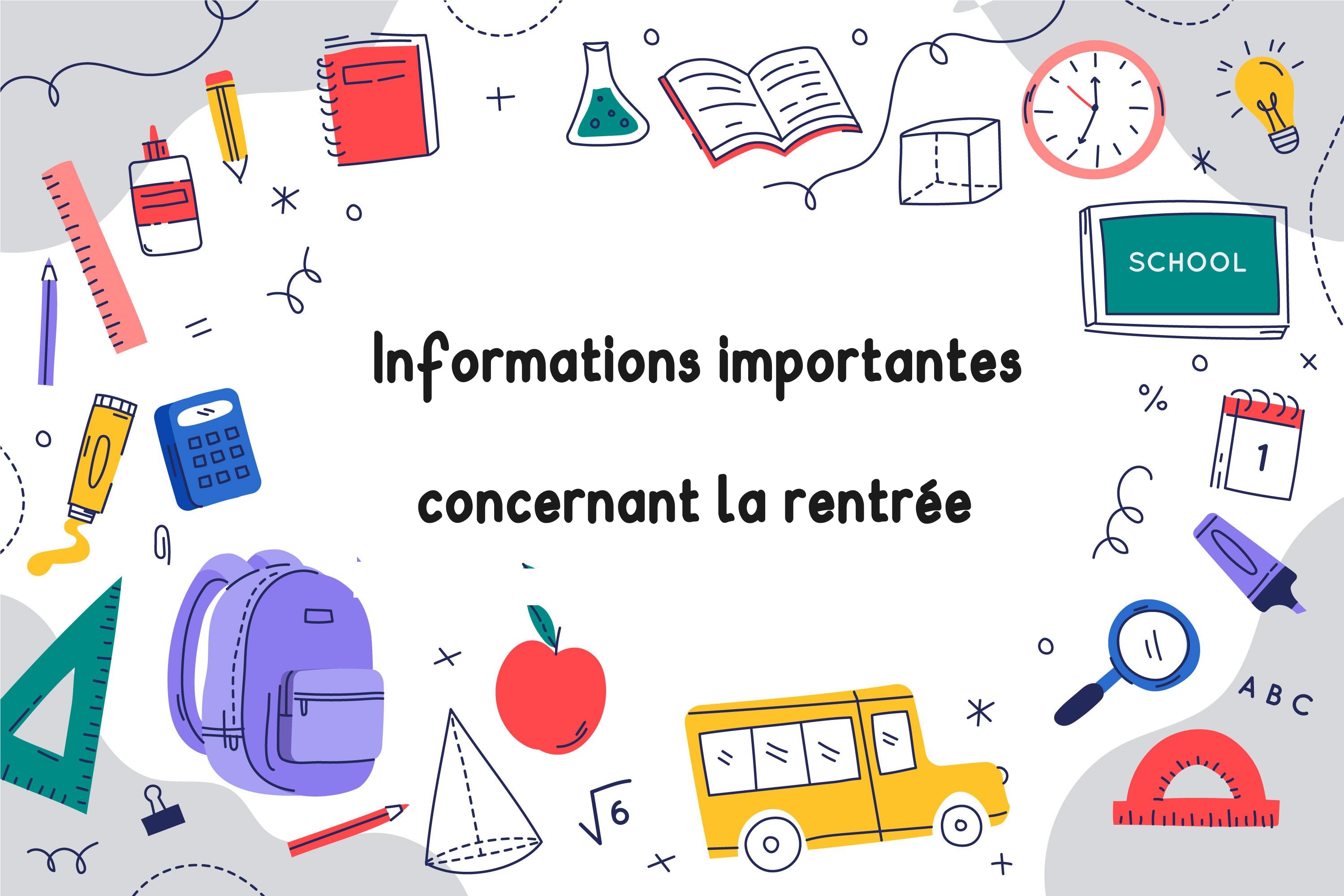 Informations importantes concernant la rentrée 5ème 2024/2025